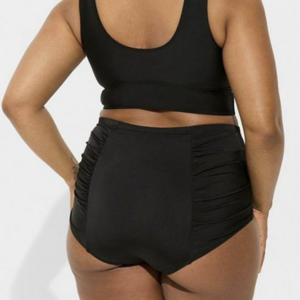NWT Torrid Black High Rise Ruched Swim Brief Bottom Size‎ 3X - Picture 3 of 7